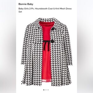 Bonnie Baby Houndstooth Coat and Red Dress Set